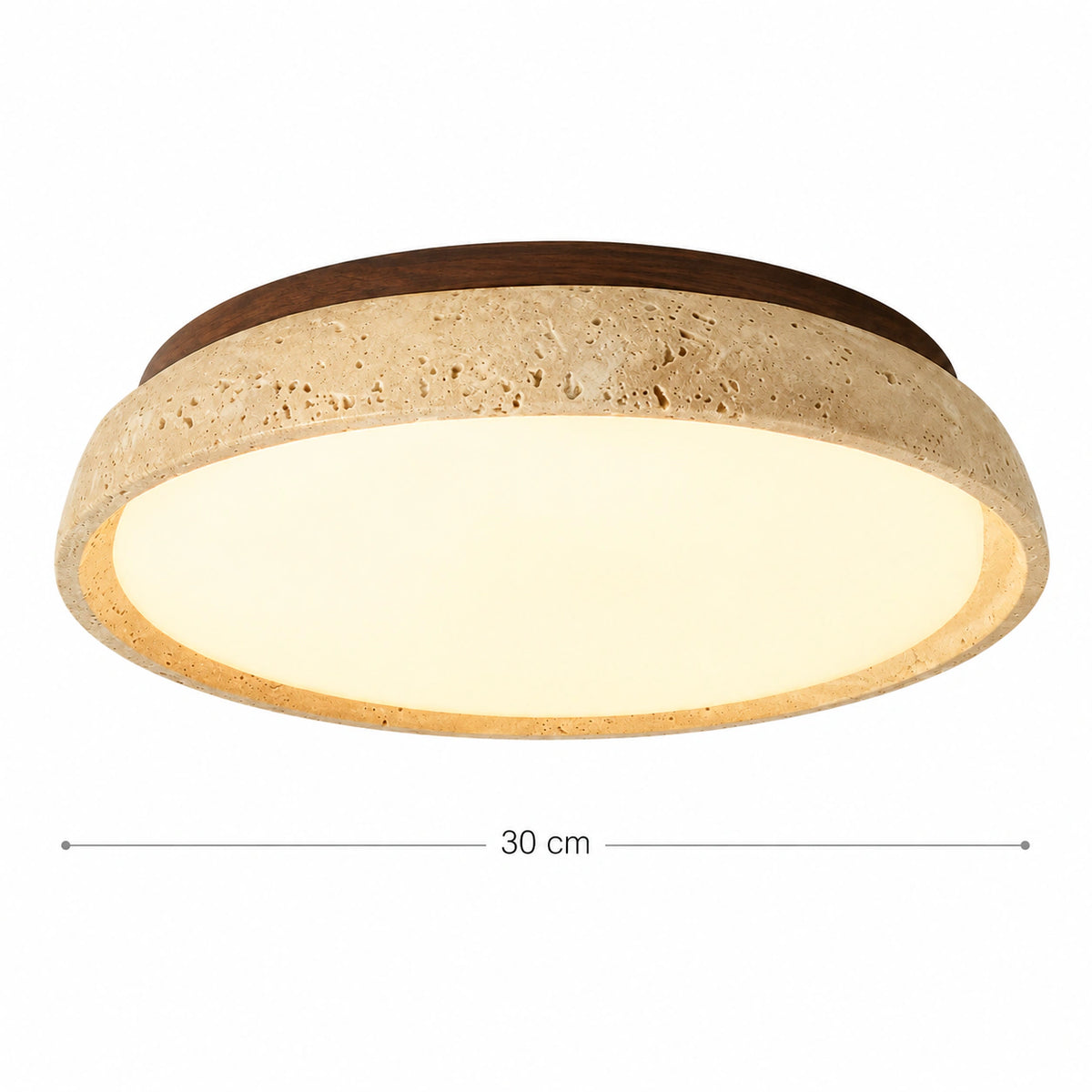 Measured dimensions of the travertine saucer ceiling light