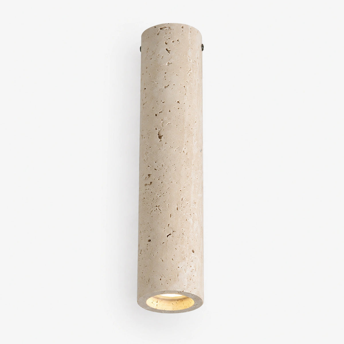 Slim travertine tube downlight on a white background