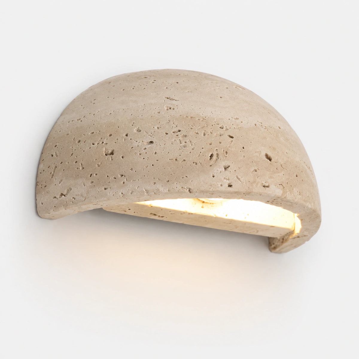 Cream travertine half dome wall light washing light down the wall
